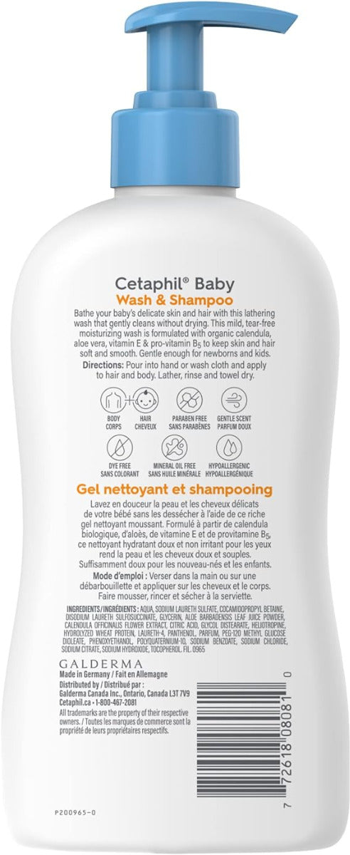 Cetaphil Baby Gentle Wash and Shampoo Pump 400ml CETAPHIL Yallatoys