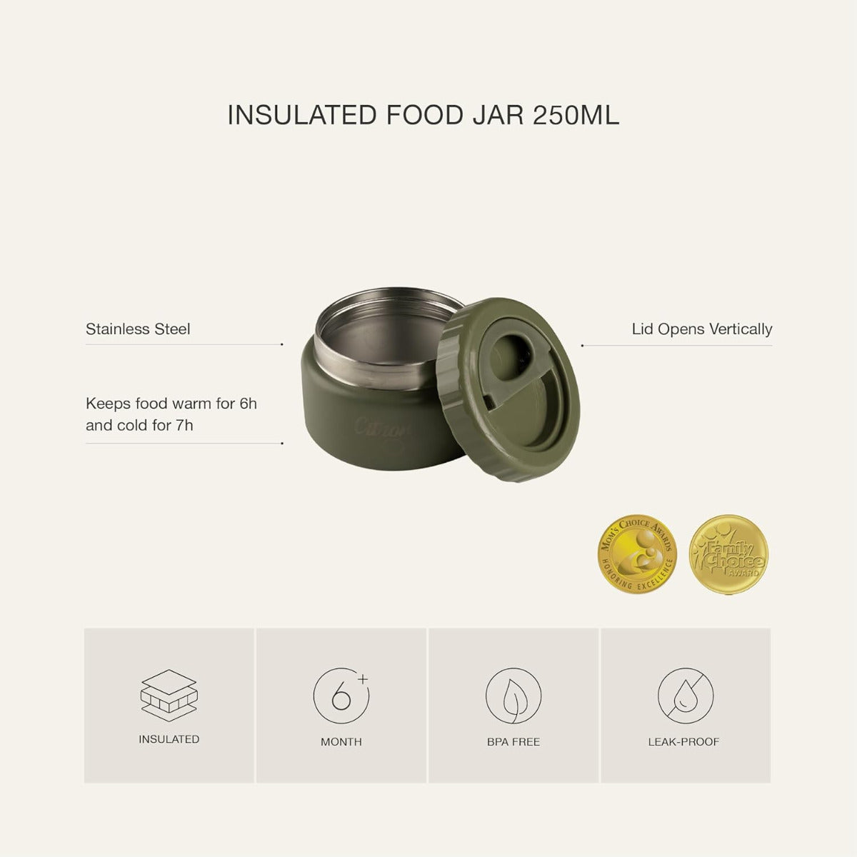 Buy Citron Stainless Steel Food Jar Stormy Unicorn 250ml | Yallatoys.com
