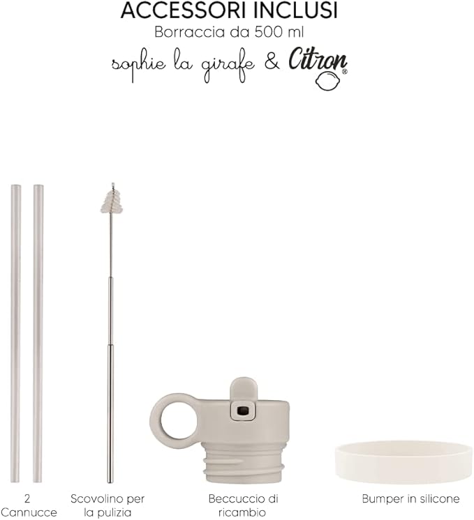Buy Citron Stainless Steel Water Bottle Sophie la Girafe 500ml | Yallatoys.com