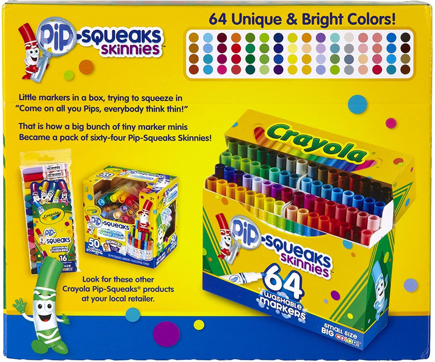 Buy Crayola Pip-Squeaks Skinnies 64 Washable Markers | Yallatoys.com