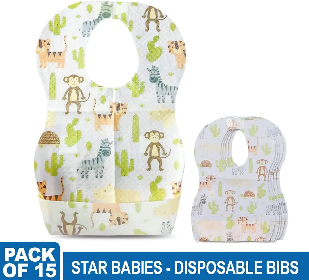 Star Babies Disposable Bibs Pack Of 15 Animals Star Babies Yallatoys