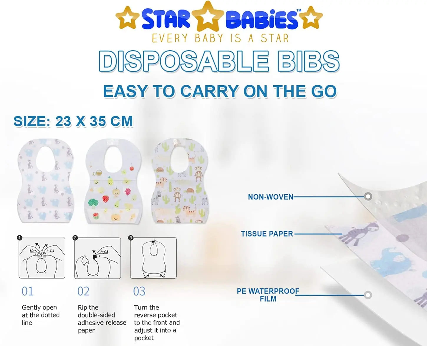 Star Babies Disposable Bibs Pack Of 15 Elephant Star Babies Yallatoys