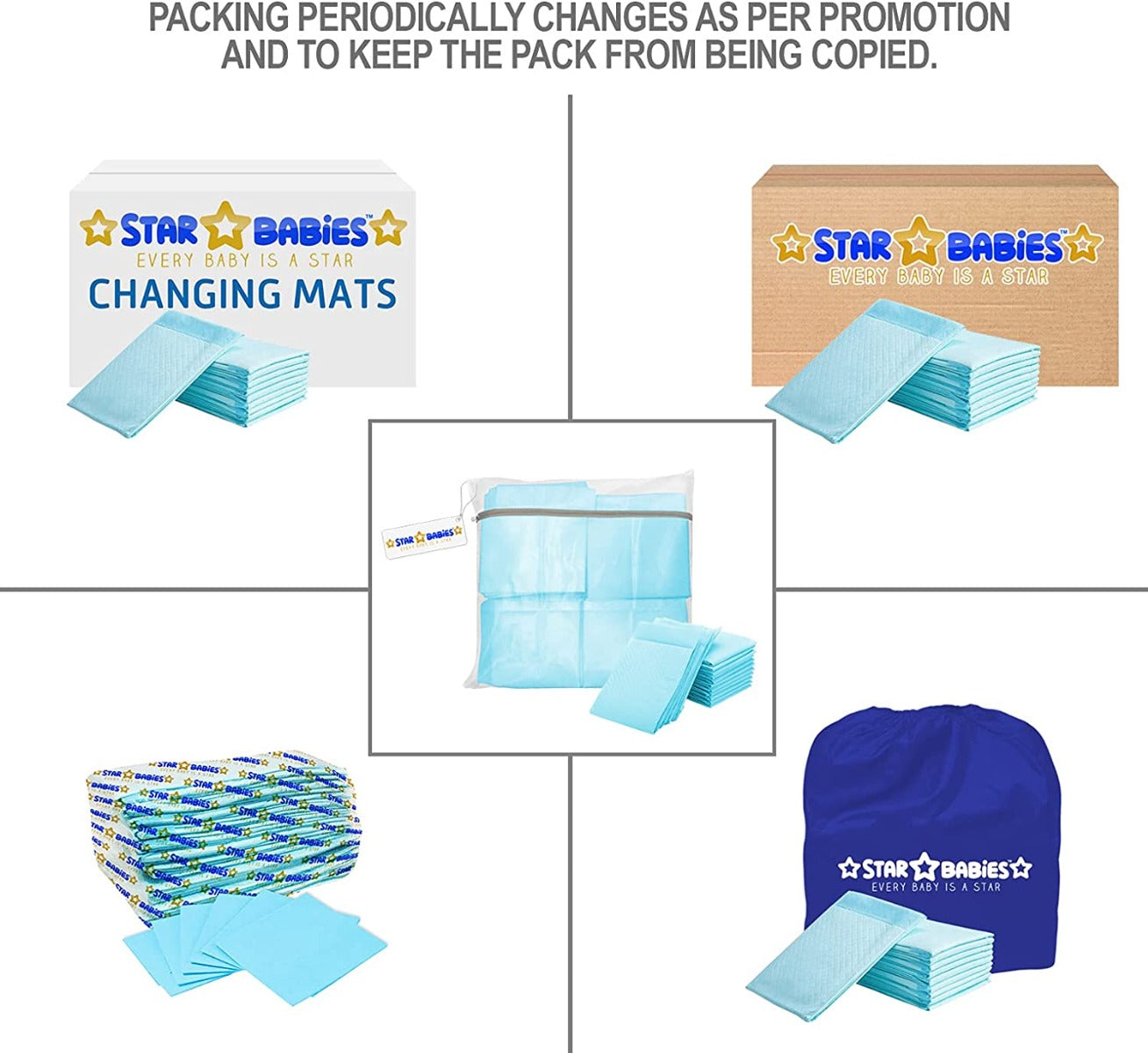 Star Babies  Pack Of 12 Disposable Changing Mats 45X60Cm  Large  Blue Star Babies Yallatoys