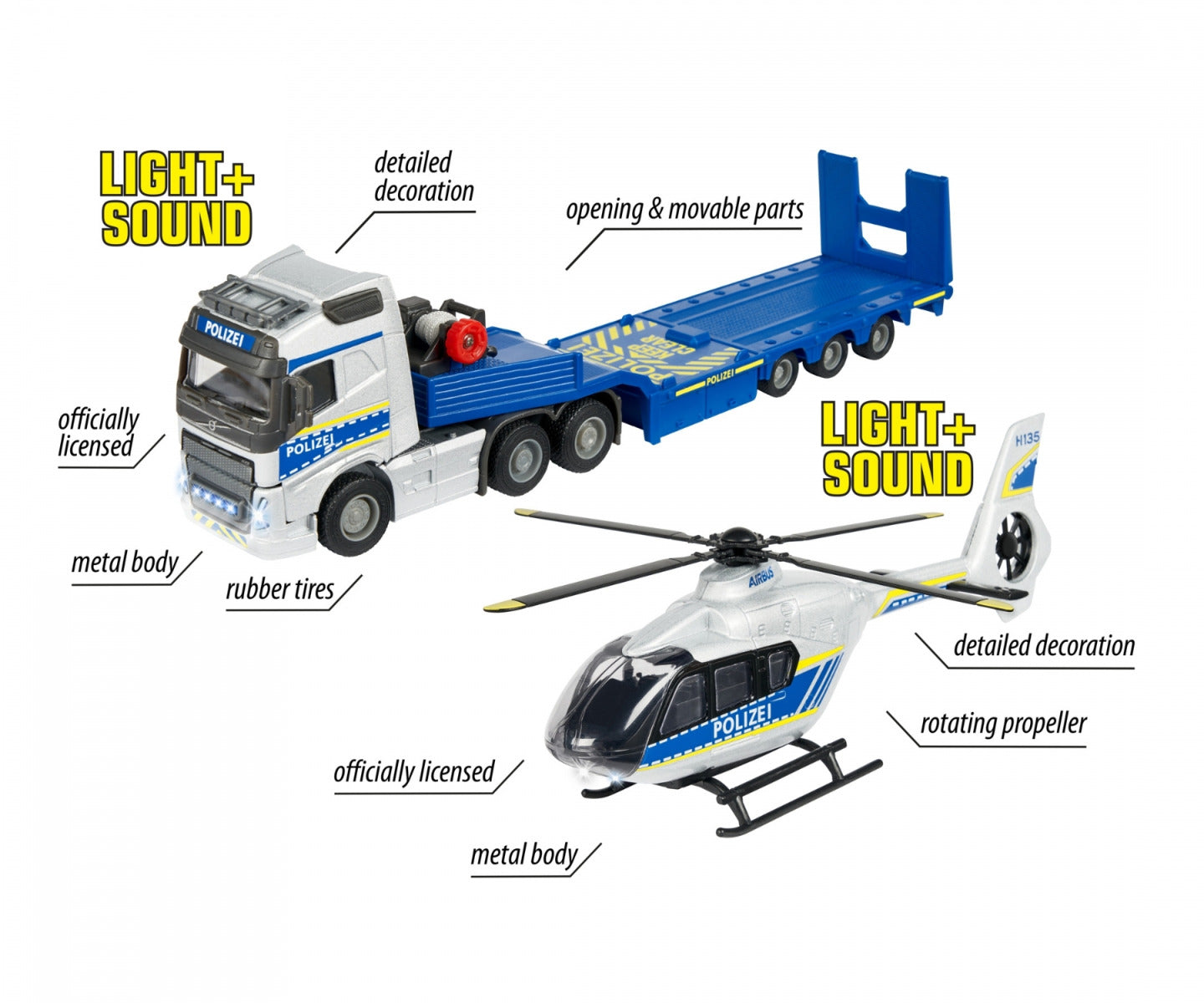 Buy Majorette Grand Series Volvo FH16 PoliceAirbus & Truck | Yallatoys.com
