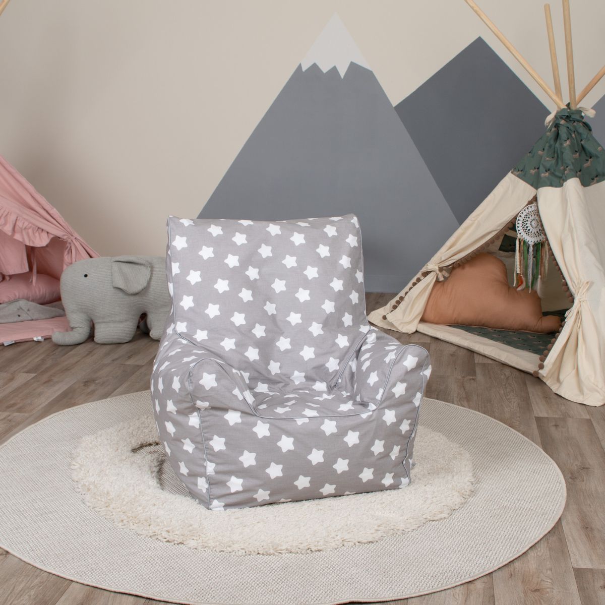 Buy Delsit Bean Chair Grey With Stars | Yallatoys.com