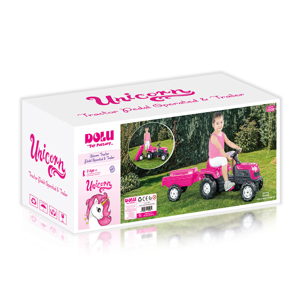Buy Dolu Unicorn Tractor with Pedal Trailer | Yallatoys.com