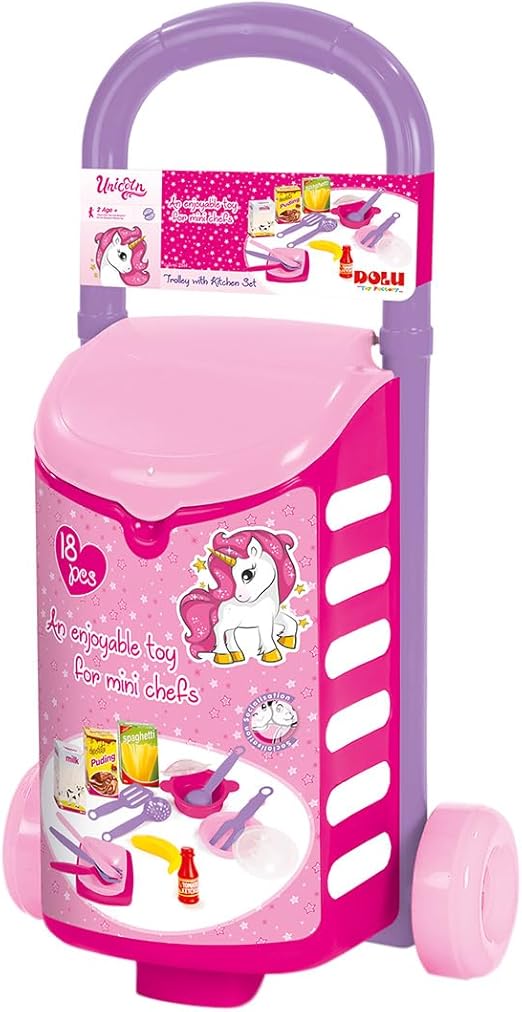 Buy Dolu Unicorn Trolley with Kitchen Set 18pcs | Yallatoys.com