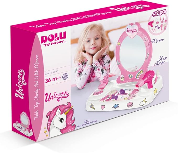 Buy Dolu Unicorn Table Top Vanity Set With Mirror | Yallatoys.com
