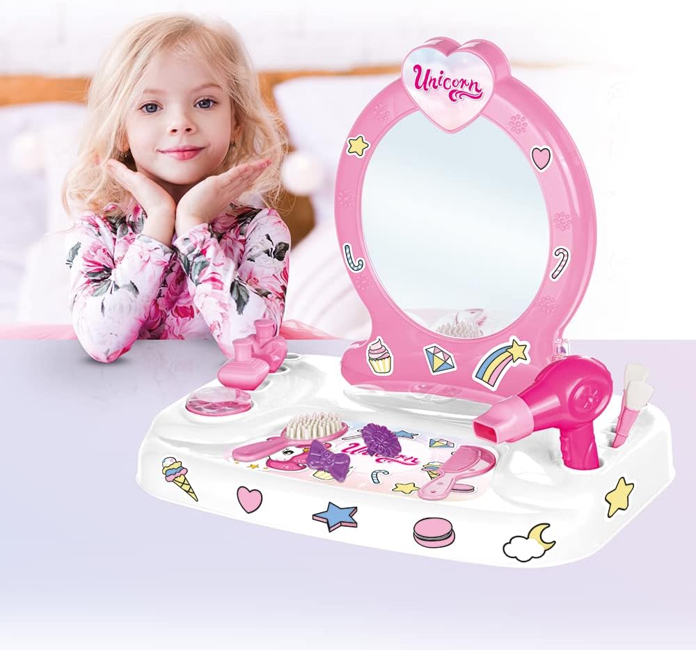 Buy Dolu Unicorn Table Top Vanity Set With Mirror | Yallatoys.com