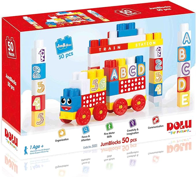 Buy Dolu Toy Factory Train JumBlocks 50 Pieces | Yallatoys.com