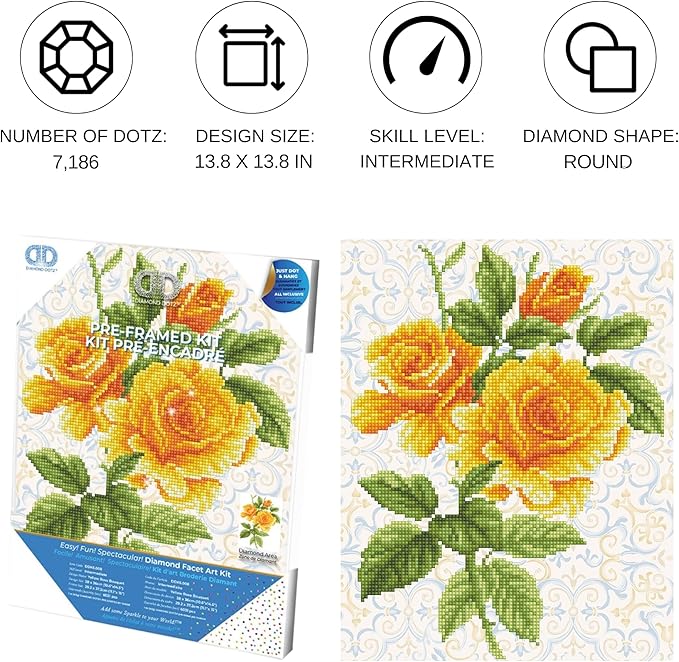 Buy Diamond Dotz Yellow Rose Bouquet With Frame | Yallatoys.com