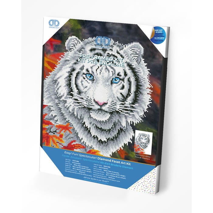 Buy Diamond Dotz White Tiger In Autumn With Frame | Yallatoys.com