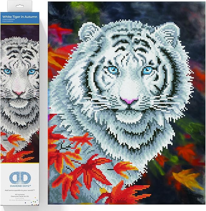 Buy Diamond Dotz White Tiger In Autumn With Frame | Yallatoys.com