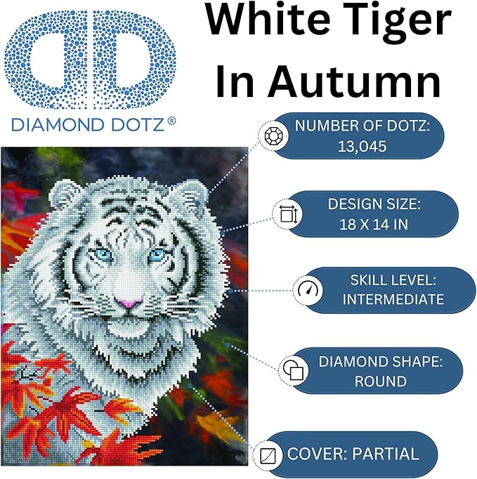 Buy Diamond Dotz White Tiger In Autumn With Frame | Yallatoys.com