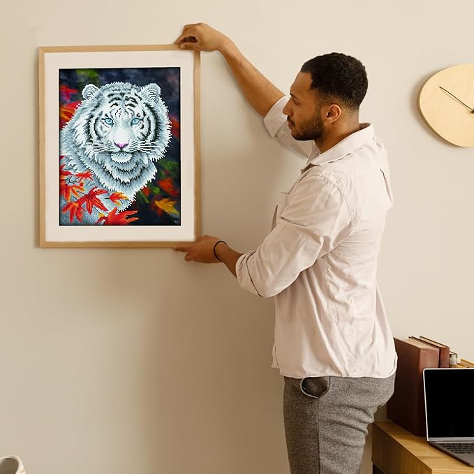 Buy Diamond Dotz White Tiger In Autumn With Frame | Yallatoys.com