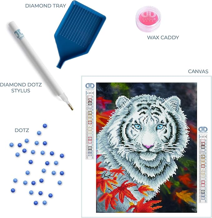 Buy Diamond Dotz White Tiger In Autumn With Frame | Yallatoys.com