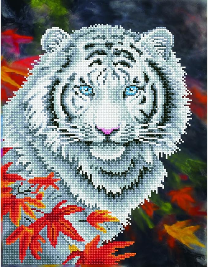 Buy Diamond Dotz White Tiger In Autumn With Frame | Yallatoys.com