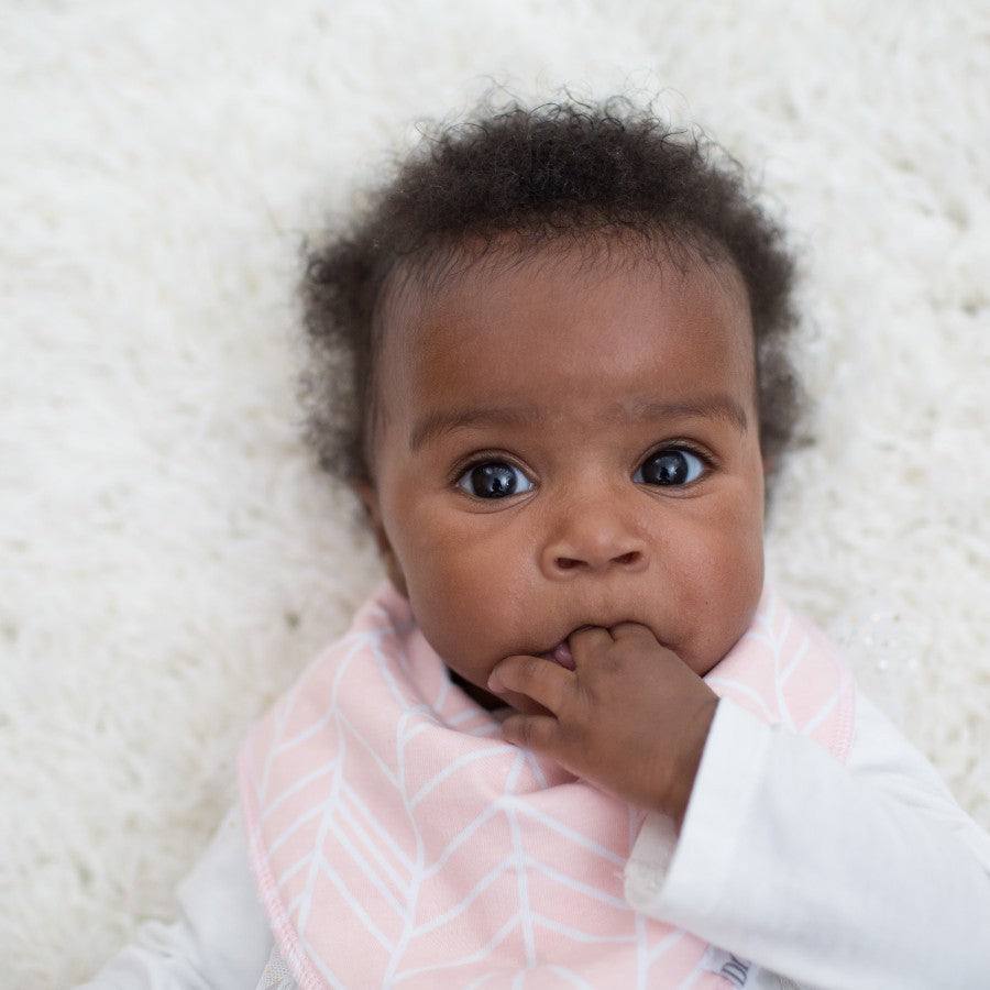 Dr.Browns Bandana Bib W/ Teether  1 Pack  Herringbone Pink W/ Turquoise Teether Dr Browns Yallatoys