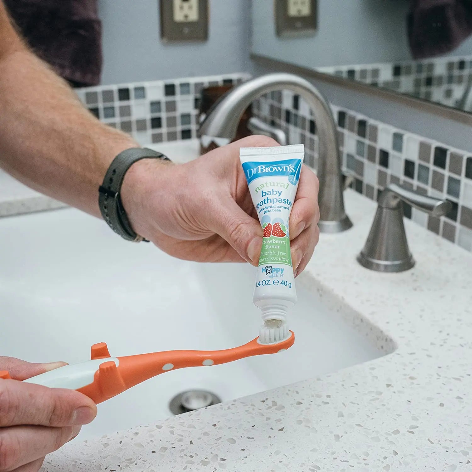 Dr.Browns Dr. Brown'S Happy Teeth Fluoride Free Toothpaste Strawberry 1 Pack Dr Browns Yallatoys