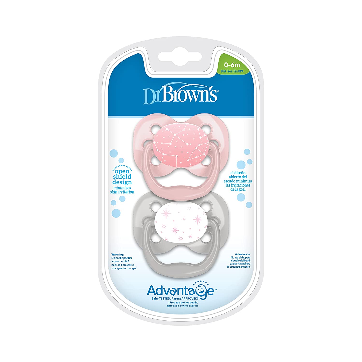 Dr.Browns Advantage Pacifier Stage 1  Pink  2 Pack Dr Browns Yallatoys
