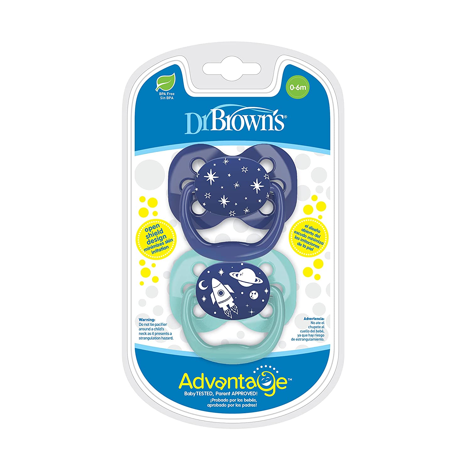 Dr.Browns Advantage Pacifier Stage 1  Blue  2 Pack Dr Browns Yallatoys