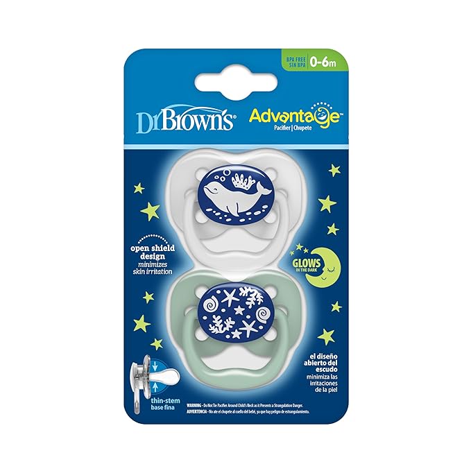 Dr Browns Advantage Glow in The Dark Baby Pacifier 2 Piece Pack of 1 Blue Dr Browns Yallatoys
