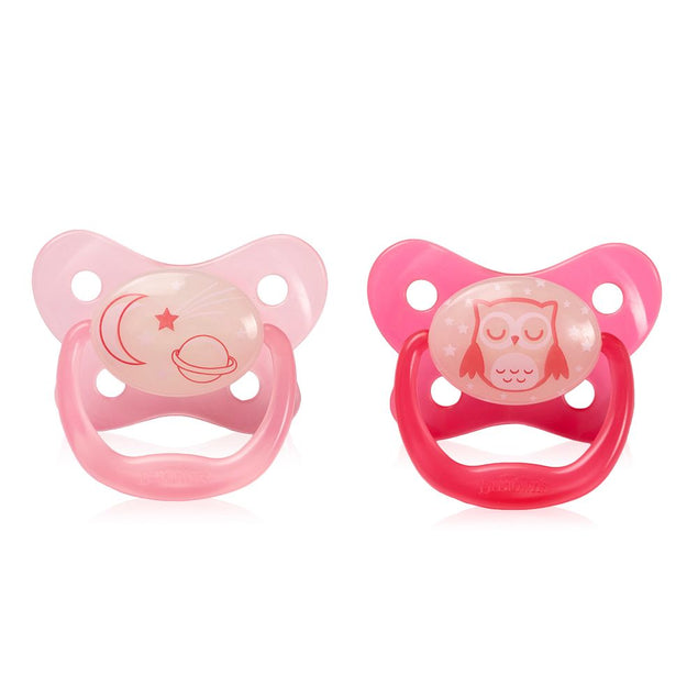 Dr Browns Prevent Glow in the Dark BUTTERFLY SHIELD Pacifier Stage 1 Pink Pack of 2 Dr Browns Yallatoys