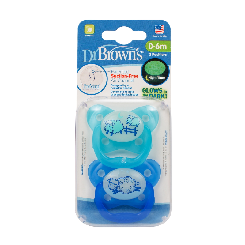 Dr.Browns Prevent Glow In The Dark Butterfly Shield Pacifier Stage 1  Blue  2 Pack Dr Browns Yallatoys