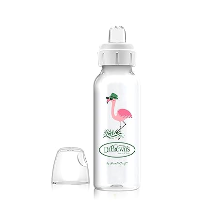 Dr Browns Milestones Narrow Sippy Bottle Silicone Soft Sippy Spout 8oz Flamingo Dr Browns Yallatoys