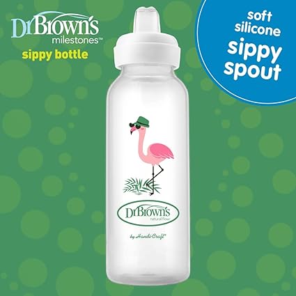 Dr Browns Milestones Narrow Sippy Bottle Silicone Soft Sippy Spout 8oz Flamingo Dr Browns Yallatoys