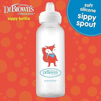 Dr Browns Milestones Narrow Sippy Bottle Silicone Soft Sippy Spout 8oz Fox Dr Browns Yallatoys