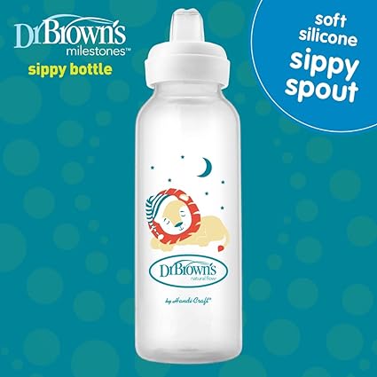 Dr Browns Milestones Narrow Sippy Bottle Silicone Soft Sippy Spout 8oz Lion Dr Browns Yallatoys