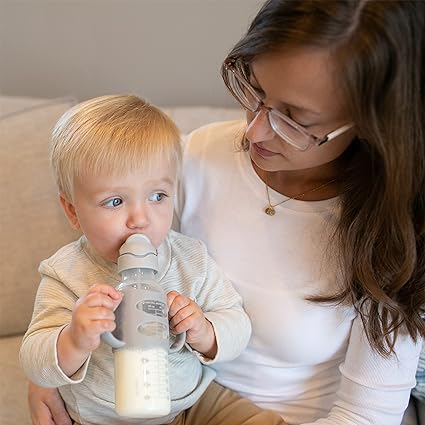 Dr Browns Milestones Narrow Sippy Straw Bottle with Silicone Handles 8oz Grey Dr Browns Yallatoys