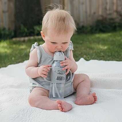 Dr Browns Milestones Narrow Sippy Straw Bottle with Silicone Handles 8oz Grey Dr Browns Yallatoys