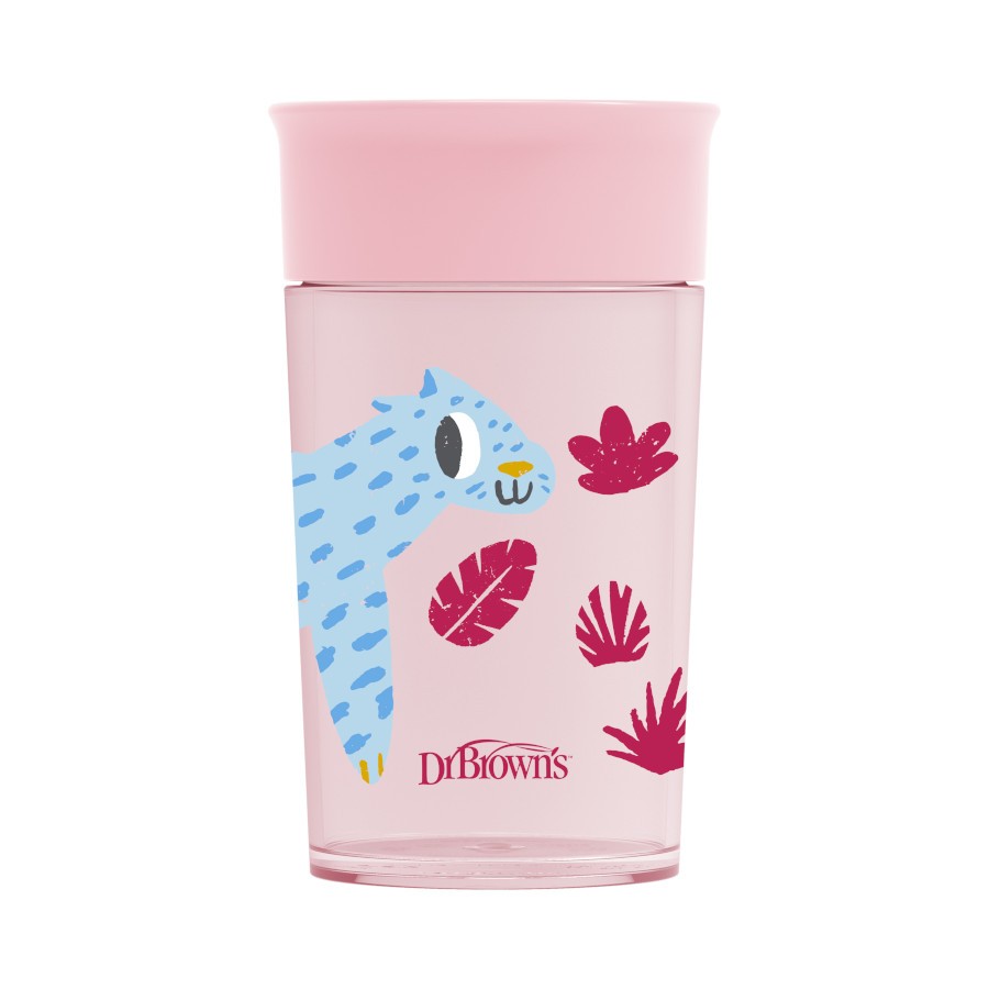 Dr.Browns Smooth Wall Cheers 360 Cup  10 Oz/300 Ml  Pink Deco 9M+ 1 Pack Dr Browns Yallatoys