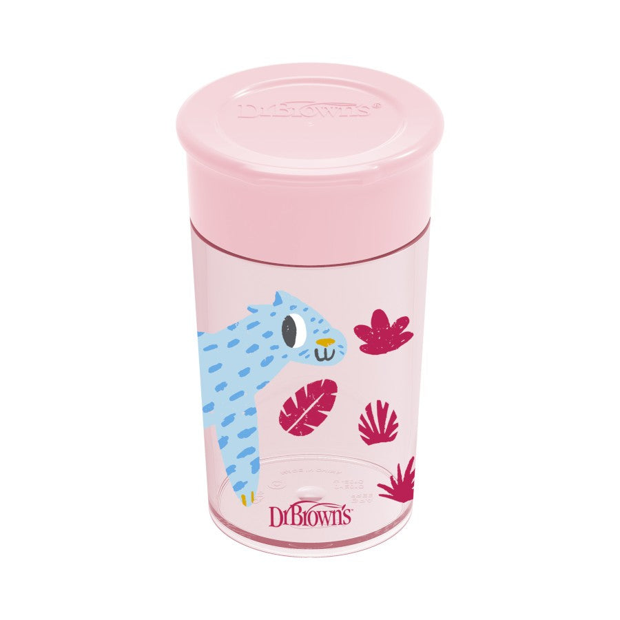 Dr.Browns Smooth Wall Cheers 360 Cup  10 Oz/300 Ml  Pink Deco 9M+ 1 Pack Dr Browns Yallatoys