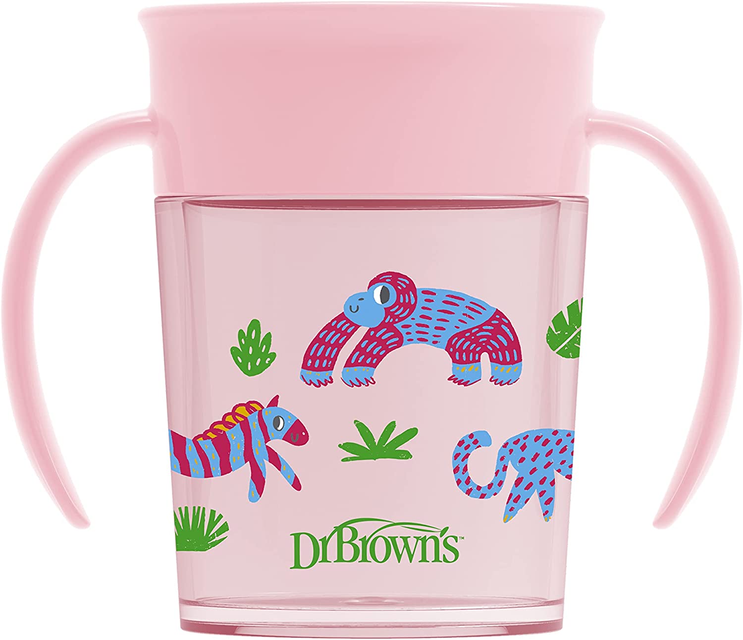 Dr.Browns Smooth Wall Cheers 360 Cup W/ Handles  7 Oz/200 Ml  Pink Deco 6M+ 1 Pack Eta June Dr Browns Yallatoys