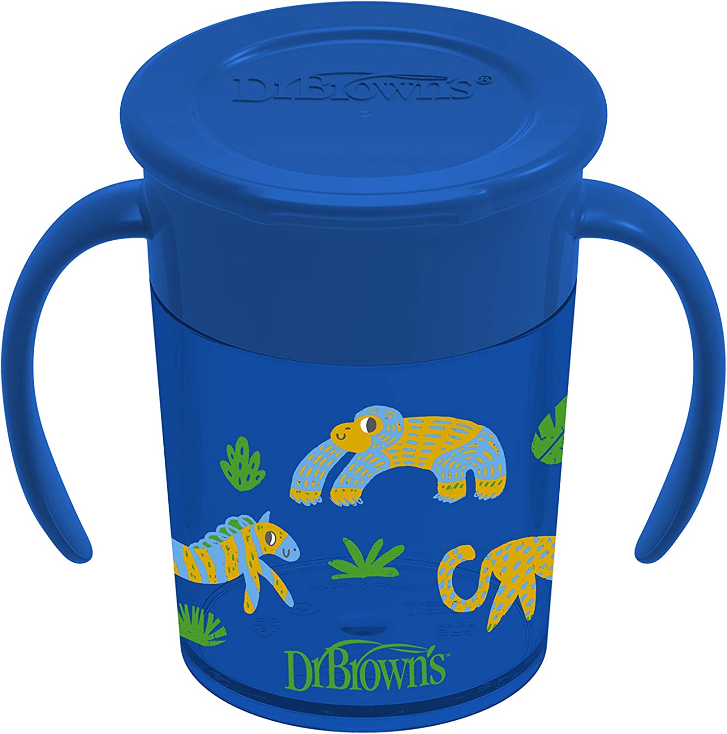 Dr.Browns Smooth Wall Cheers 360 Cup W/ Handles  7 Oz/200 Ml  Blue Deco 6M+ 1 Pack Eta June Dr Browns Yallatoys