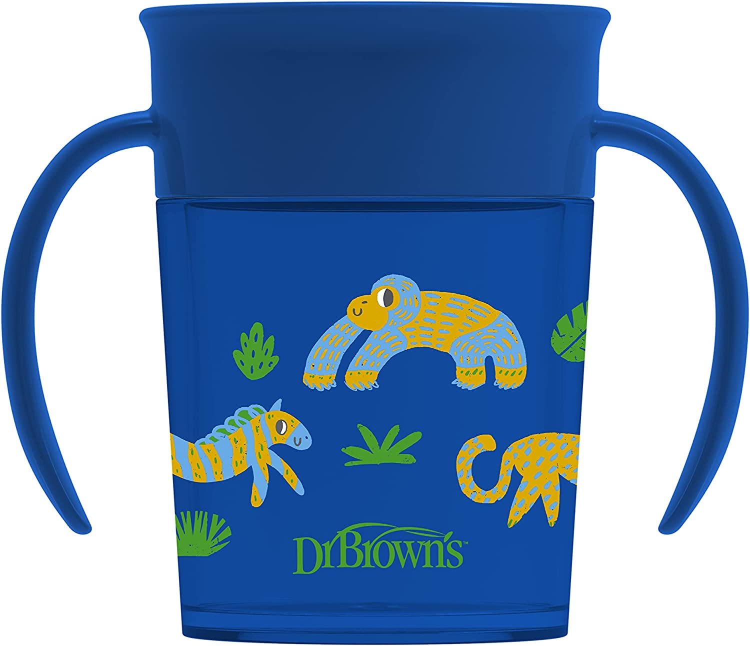 Dr.Browns Smooth Wall Cheers 360 Cup W/ Handles  7 Oz/200 Ml  Blue Deco 6M+ 1 Pack Eta June Dr Browns Yallatoys