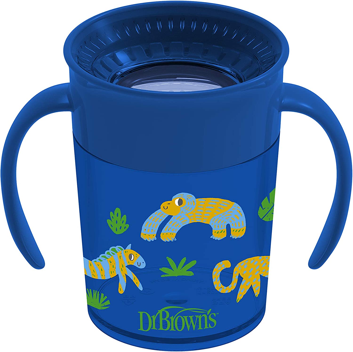 Dr.Browns Smooth Wall Cheers 360 Cup W/ Handles  7 Oz/200 Ml  Blue Deco 6M+ 1 Pack Eta June Dr Browns Yallatoys