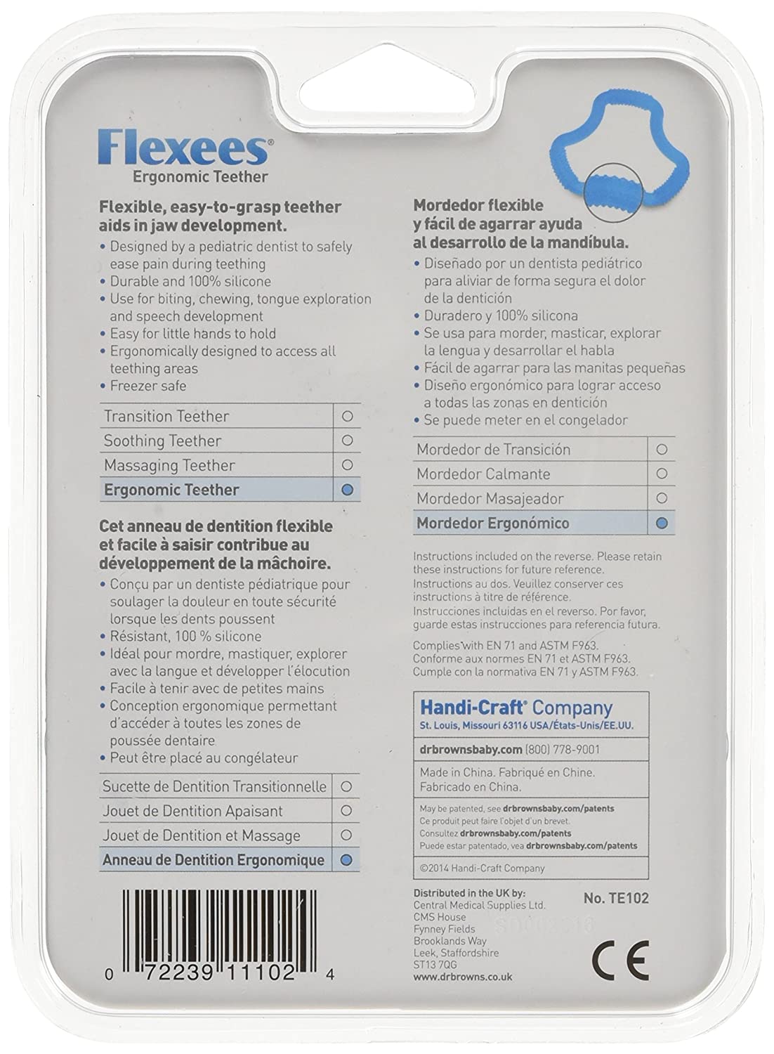Dr.Browns A Shaped Teether "Flexees" Blue Dr Browns Yallatoys