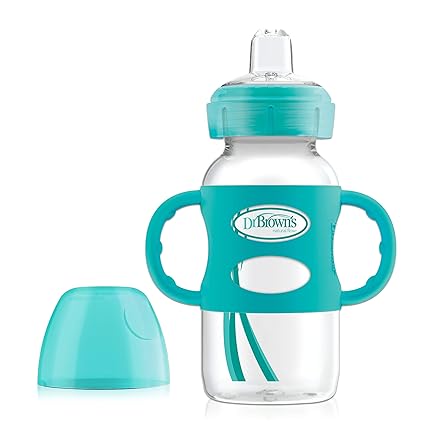 Dr Browns Milestones Wide-Neck Sippy Bottle with Silicone Handles Turquoise 9 oz Dr Browns Yallatoys