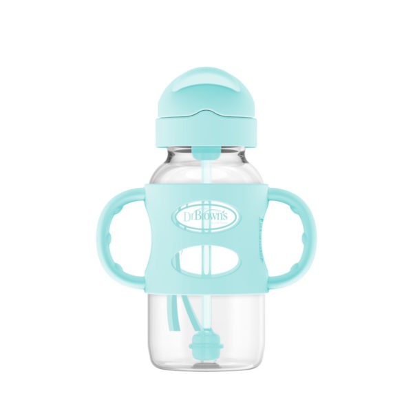 Dr Browns Milestones Wide-Neck Straw Bottle with Silicone Handles 9 oz Green Dr Browns Yallatoys