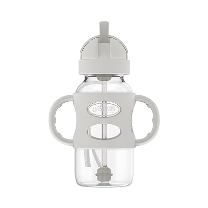 Dr Browns Milestones Wide-Neck Straw Bottle with Silicone Handles 9 oz Grey Dr Browns Yallatoys