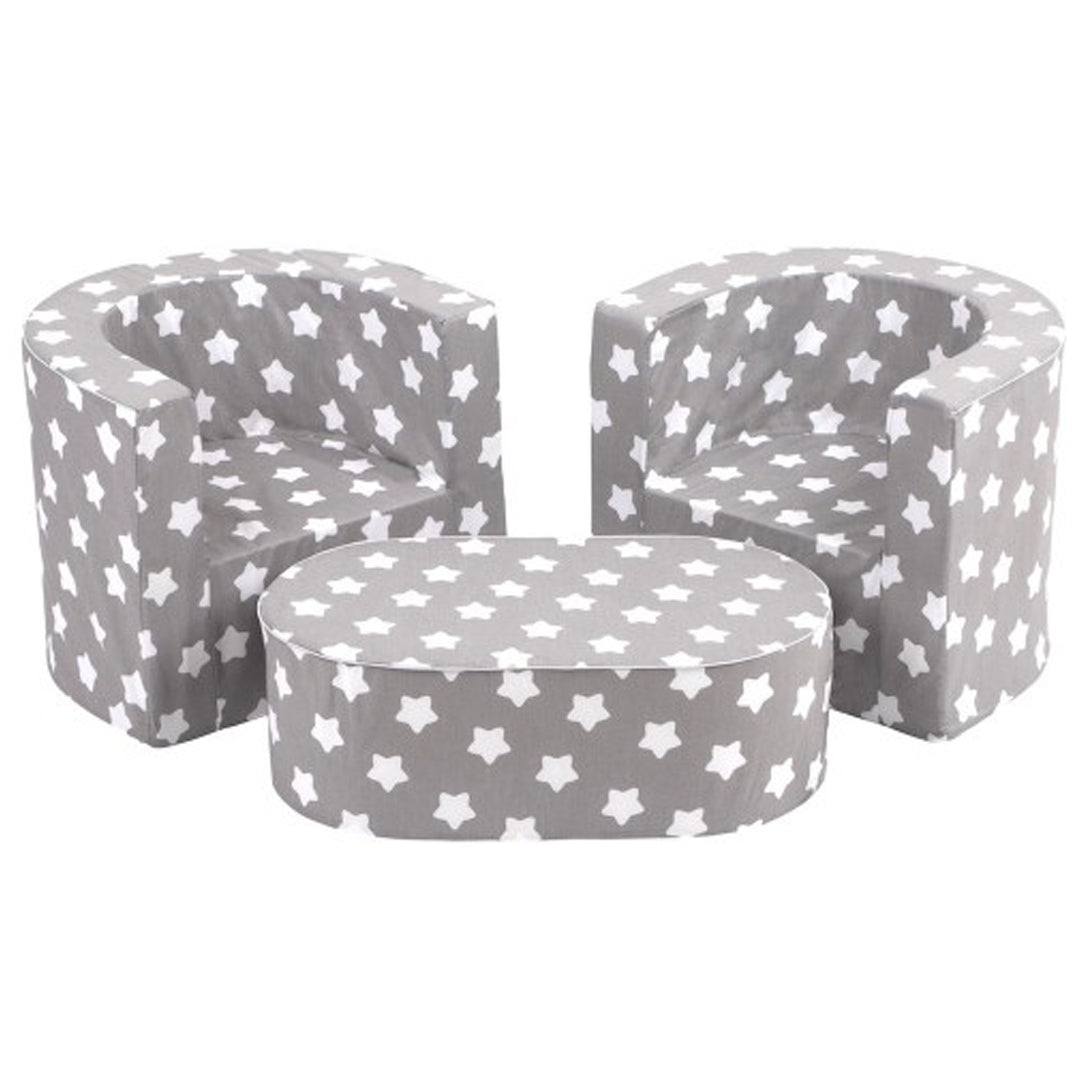 Buy Delsit Combo Set 2 Chairs and Table Grey with White Stars | Yallatoys.com