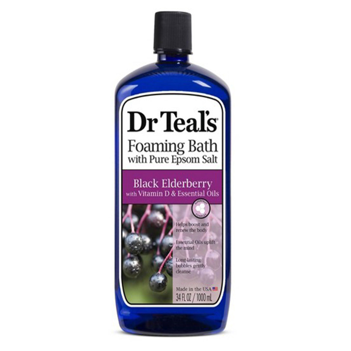 Dr Teals Foaming Bath With Pure Epsom Salt Black Elderberry With Vitamin D & Essential Oils 1000ml Dr Teal's Yallatoys