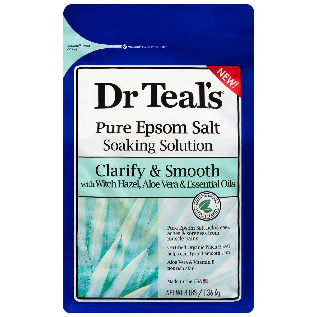 Dr Teals Pure Epsom Bath Salt Clarify & Smooth Witch Hazel Aloe Vera 1.36Kg Dr Teal's Yallatoys