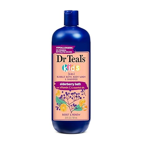 Dr Teals Kids 3 in 1 Elderberry Bubble Bath Body Wash & Shampoo with Vitamin C & Essential Oils 591ml Dr Teal's Yallatoys