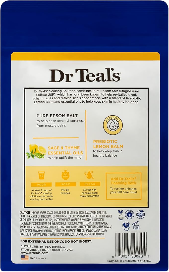 Dr Teals Prebiotic Lemon Balm Epsom Salt 1.36kg Dr Teal's Yallatoys