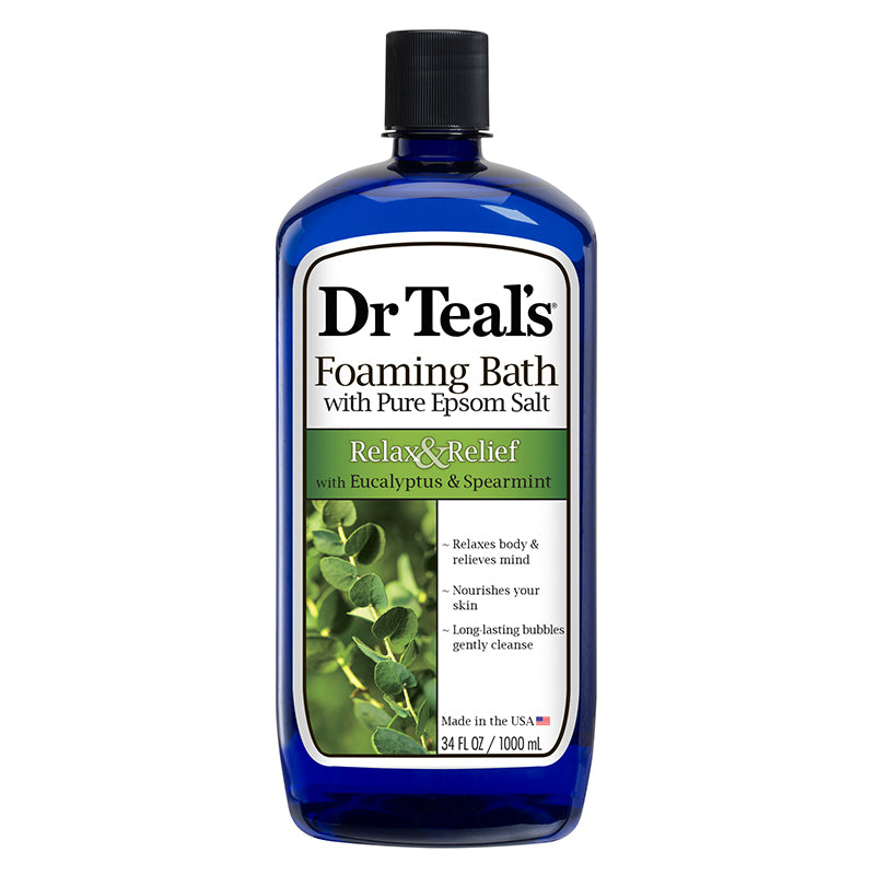 Dr Teals Foaming Bath with Pure Epsom Salt Relax & Relief with Eucalyptus & Spearmint 1000ml Dr Teal's Yallatoys